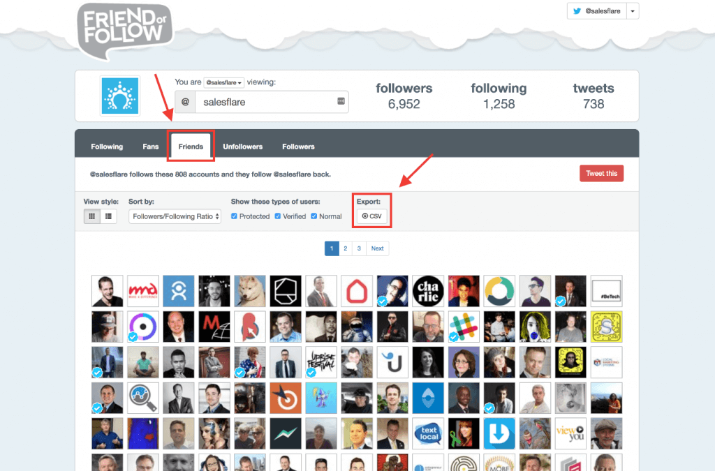 use FriendOrFollow to get a full list of your competitors’ Twitter friends.
