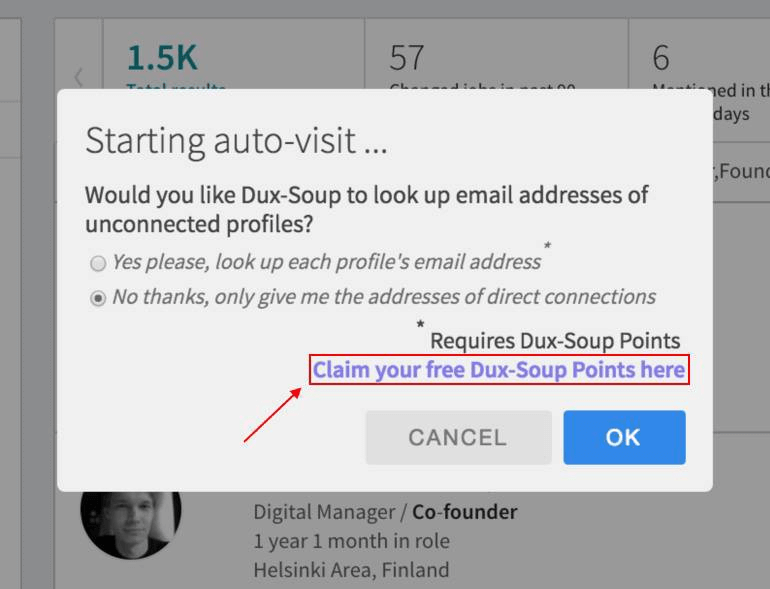 Gather email addresses with Dux-Soup