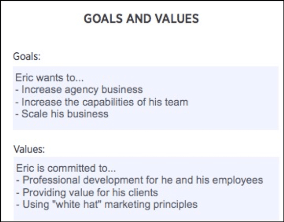 Define goals and values