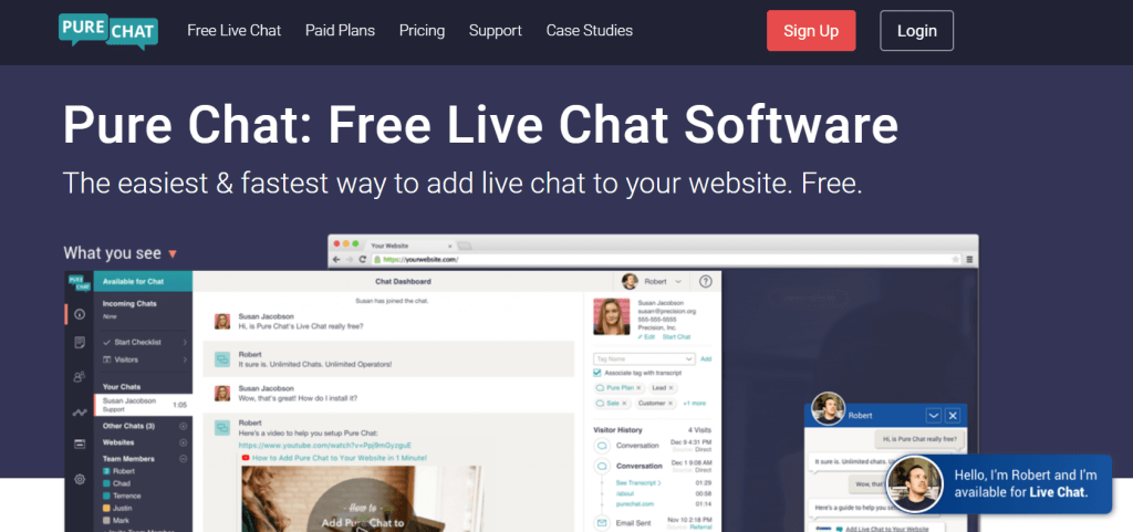 Free live chat application for your website