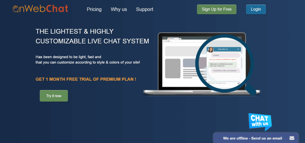 Website with live chat for free