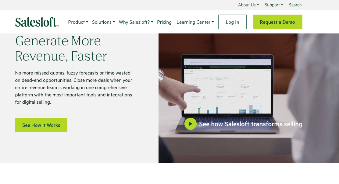 Salesloft homepage