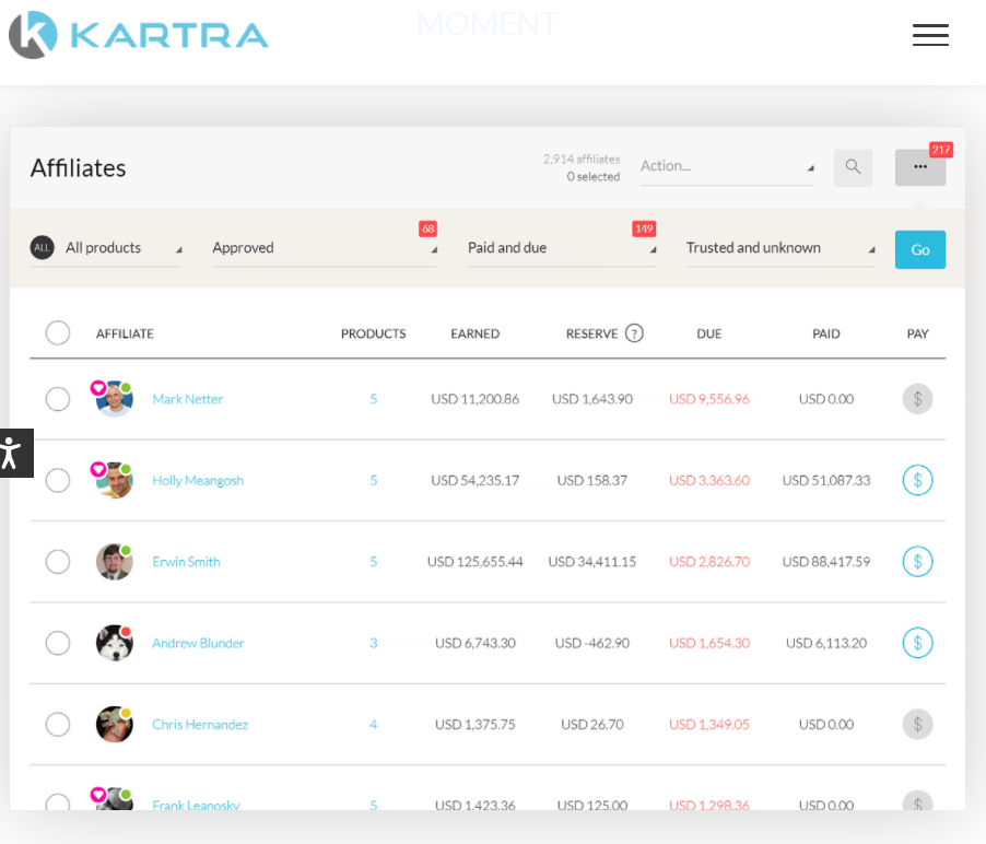 Kartra Affiliate Marketing Dashboard