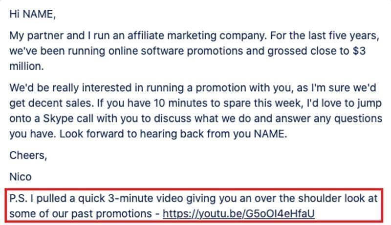 add prospecting video in the post script