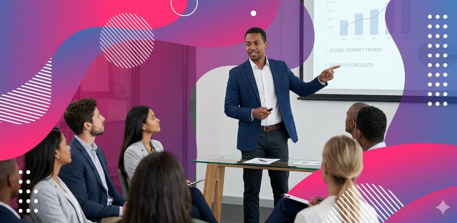 a man presenting in front of a group